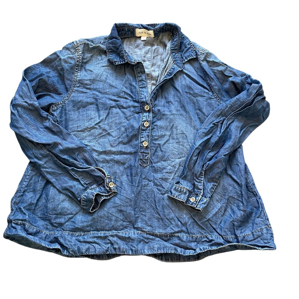 Cloth & Stone Chambray Top Sz S Casual Normcore Lightweight Neutral Spring